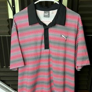 Puma Golf Men’s Polo Shirt XL Dry Cell Black / Red Graphic